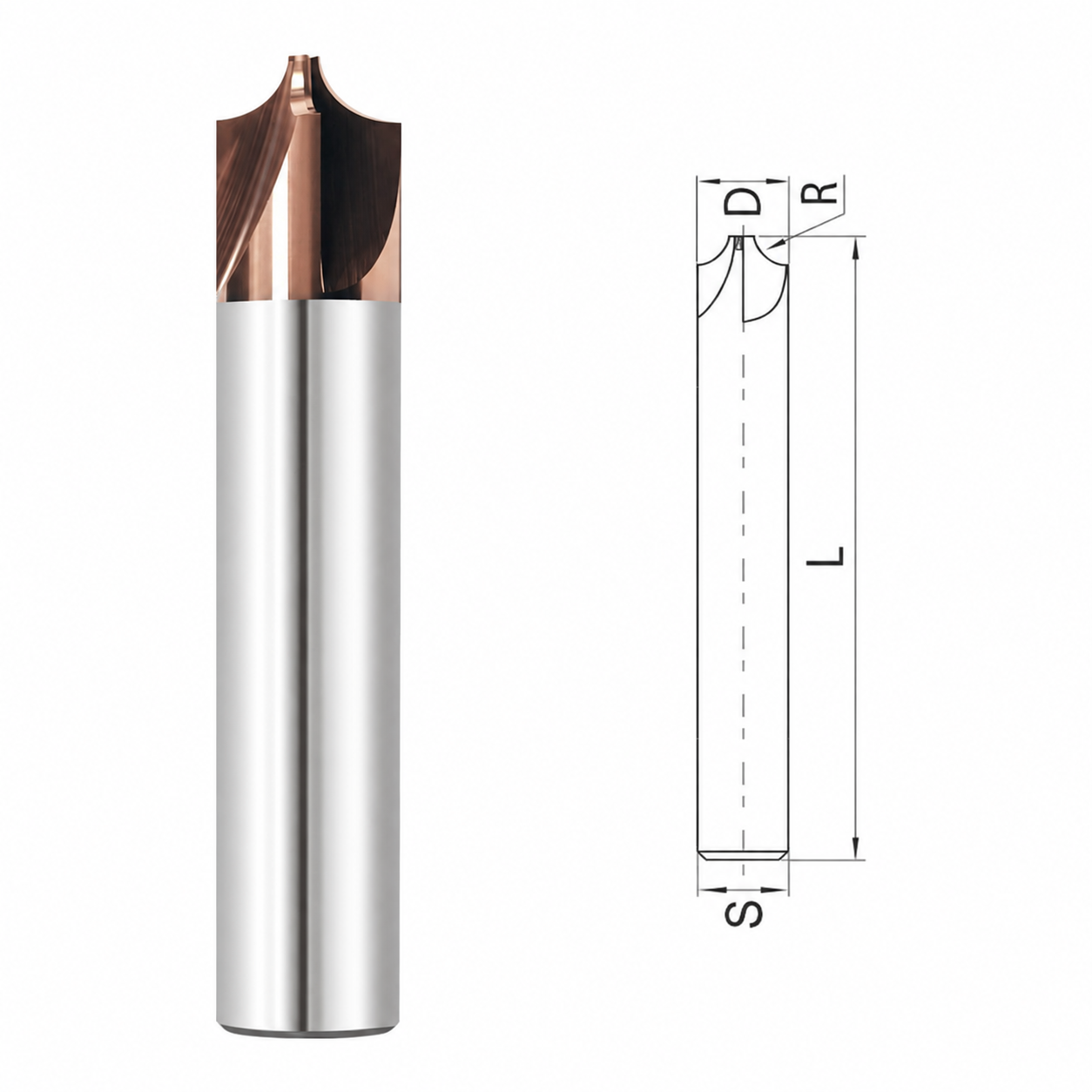 Фреза для снятия фасок D14*75*R6,0 Djtol DPGR4-1460